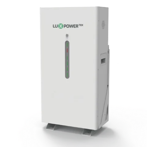 Bateria de Litio LuxPower de 14.3 kWh, 10 años de garantia y 8000 ciclos, montaje sobre suelo.