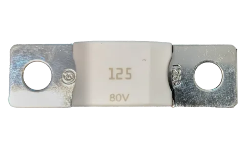 Fusible Mega Fuse de 125A para sistemas a 80V brinda proteccion a tu sistema Victron contra sobrecorrientes.