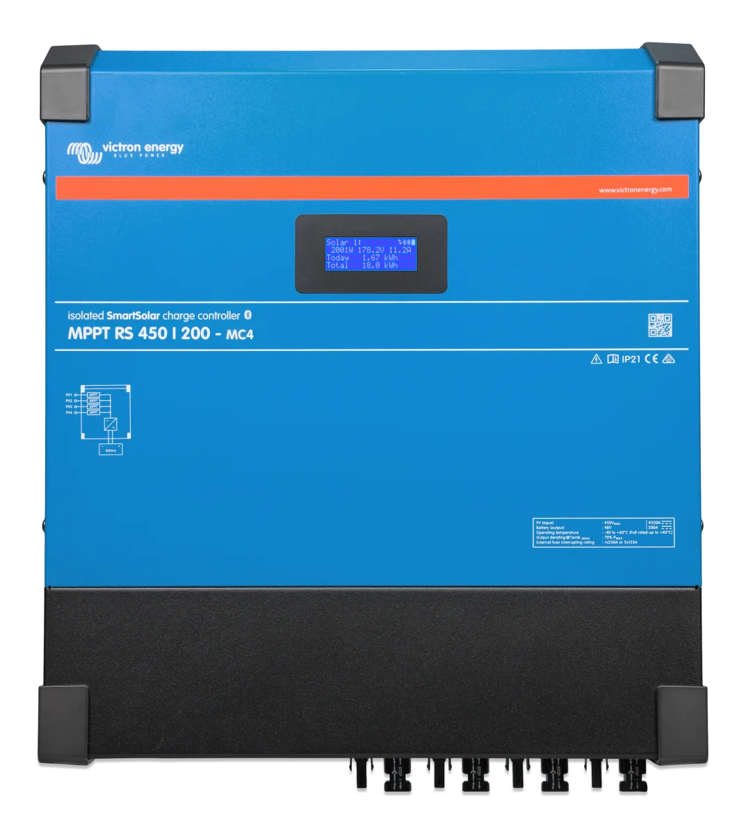 Controlador Victron SmartSolar MPPT RS 450/200 MC4 para baterías de 48 V