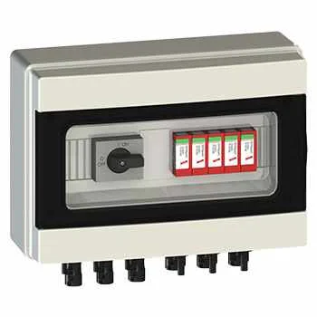 Caja combinadora MERZ 3 MPPT, 3 Strings, 16A, 1000VDC con supresor y conectores MC4