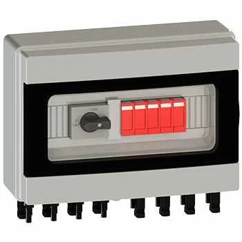 Caja combinadora MERZ, 2 MPPT, 4 Entradas 4 Salidas, 16A, 1005 VDC con supresor y conectores MC4