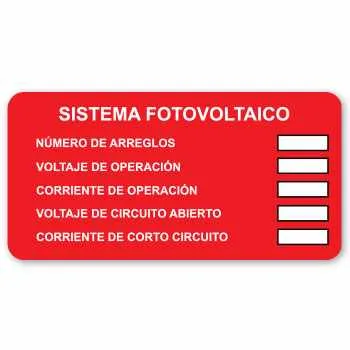 20 Etiquetas de "Sistema fotovoltaico" de 4.0" x 2.0"
