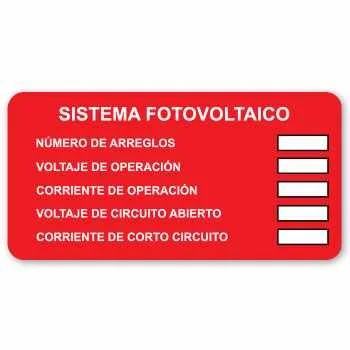 20 Etiquetas de "Sistema fotovoltaico" de 4.0" x 2.0"