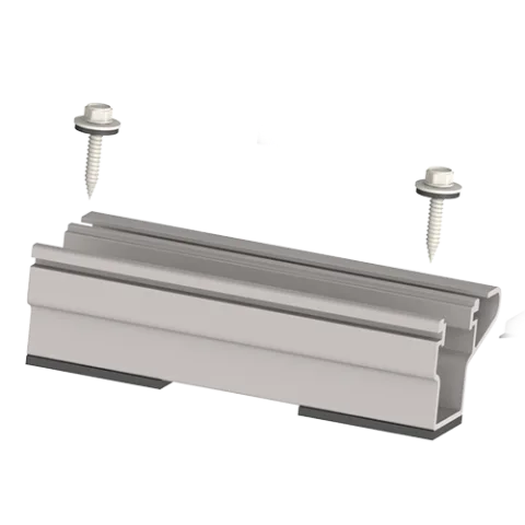 Micro riel para lamina trapezoidal, con 2 puntos de fijación, para modulos en orientación landscape.