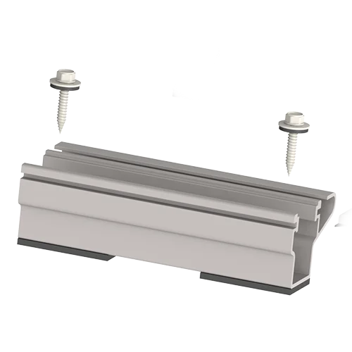 Micro riel para lamina trapezoidal, con 2 puntos de fijación, para modulos en orientación landscape.