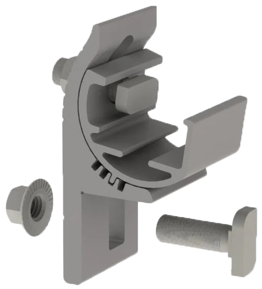 Conector ajustable para CrossRail. Inclinaciones de 0°, 8°, 16° y 24°.